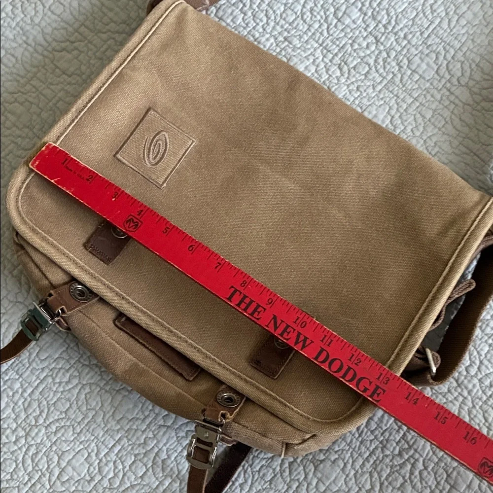 Timbuk2 Tan Canvas Single Speed Messenger Crossbody Bag Leather Trim Y2K Vintage